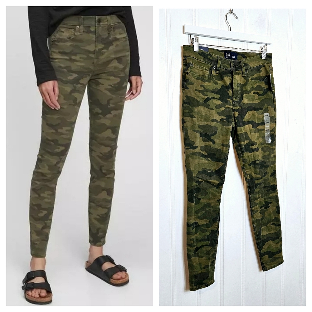NWT GAP High Rise True Skinny Skimmer Camo Stretch Jegging Jeans Size 2/26